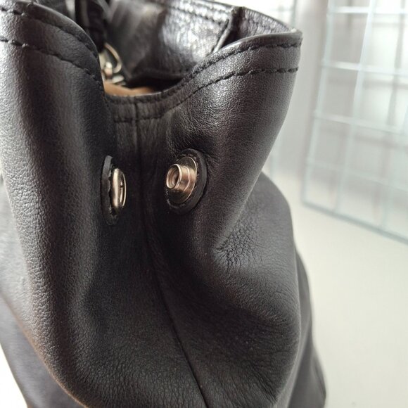 Coach "Soho" Black Soft Leather Buckle Satchel Top Handle Zippered Shoulder Bag - Picture 9 of 15